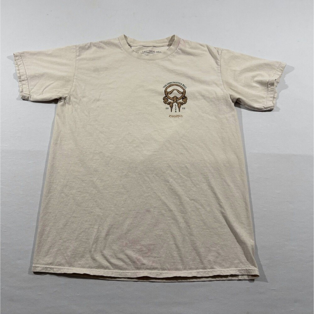 Lady Gaga The Chromatica Ball Graphic Tour Tee T Shirt Beige 2022 Official Sz S
